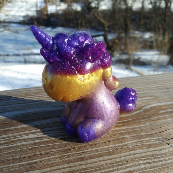 Hand Crafted Other - Handmade Resin Unicorn Art Cute Gift Gold Purple